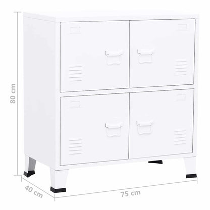 vidaXL Industrial Storage Chest White 75x40x80 cm Steel