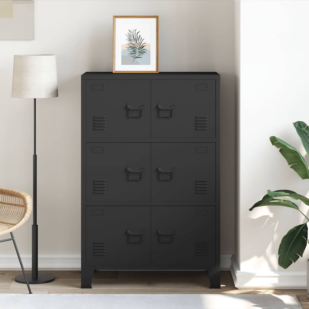 vidaXL Industrial Storage Chest Black 75x40x115 cm Metal