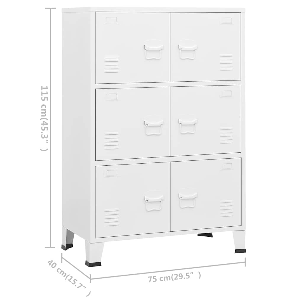 vidaXL Industrial Storage Chest White 75x40x115 cm Metal