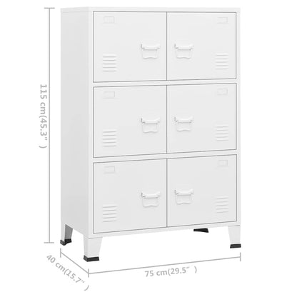 vidaXL Industrial Storage Chest White 75x40x115 cm Metal