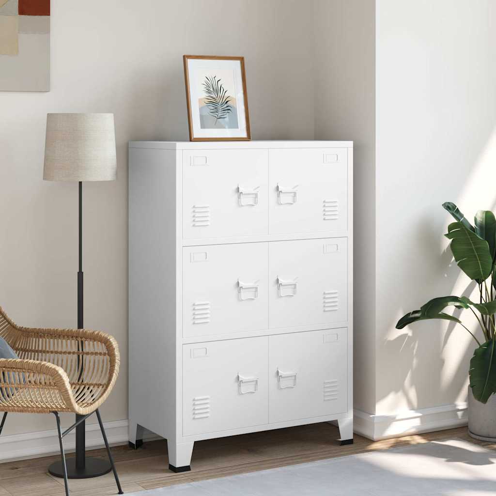 vidaXL Industrial Storage Chest White 75x40x115 cm Metal