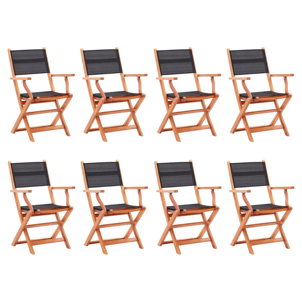 vidaXL Garden Chair | Set of 8 | Black and Natural