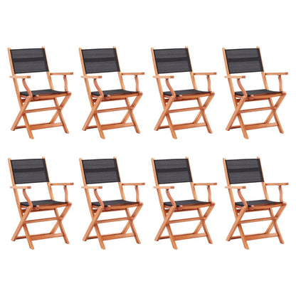 vidaXL Garden Chair | Set of 8 | Black and Natural