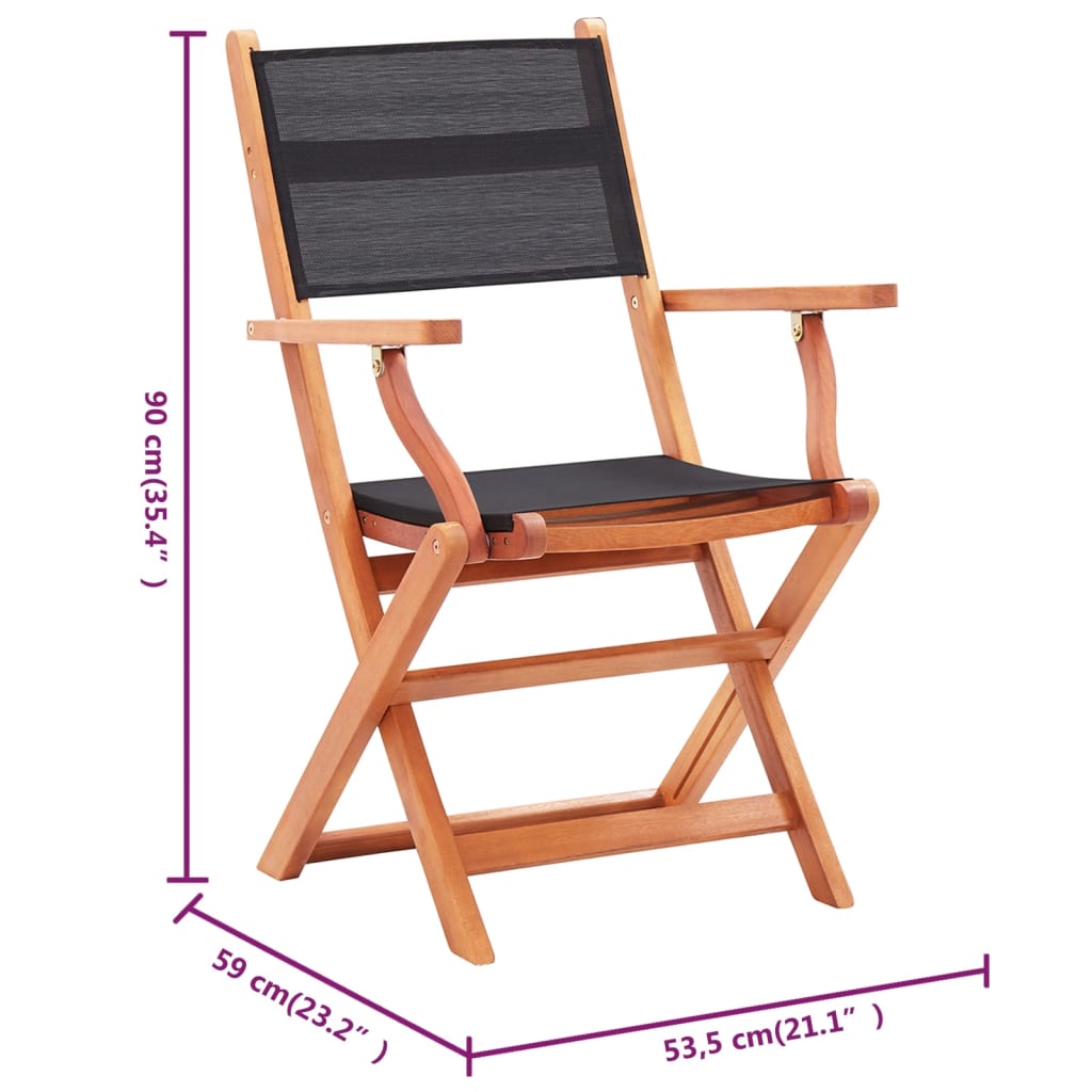 vidaXL Garden Chair | Set of 8 | Black and Natural