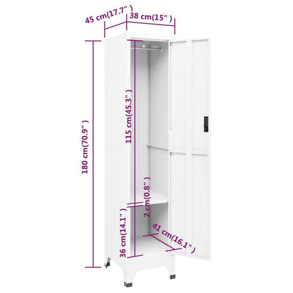 vidaXL Locker Cabinet White 38x45x180 cm Steel