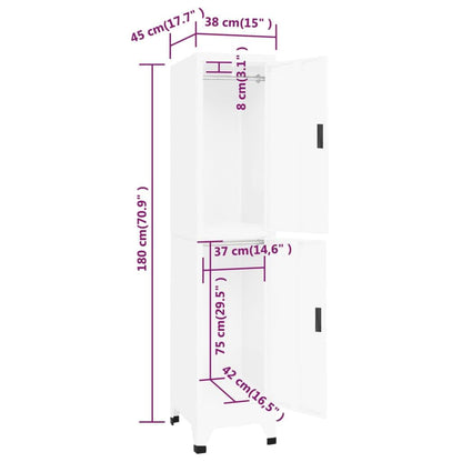 vidaXL Locker Cabinet White 38x45x180 cm Steel