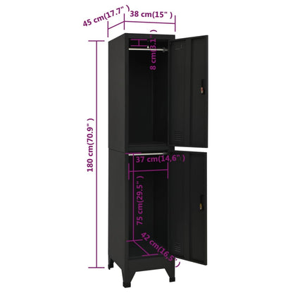 vidaXL Locker Cabinet Black 38x45x180 cm Steel