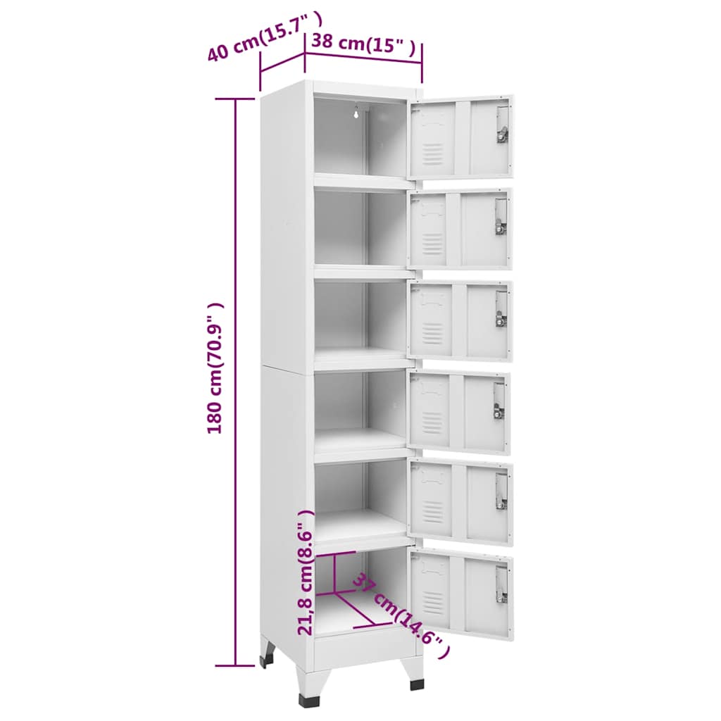 vidaXL Locker Cabinet Light Grey 38x40x180 cm Steel