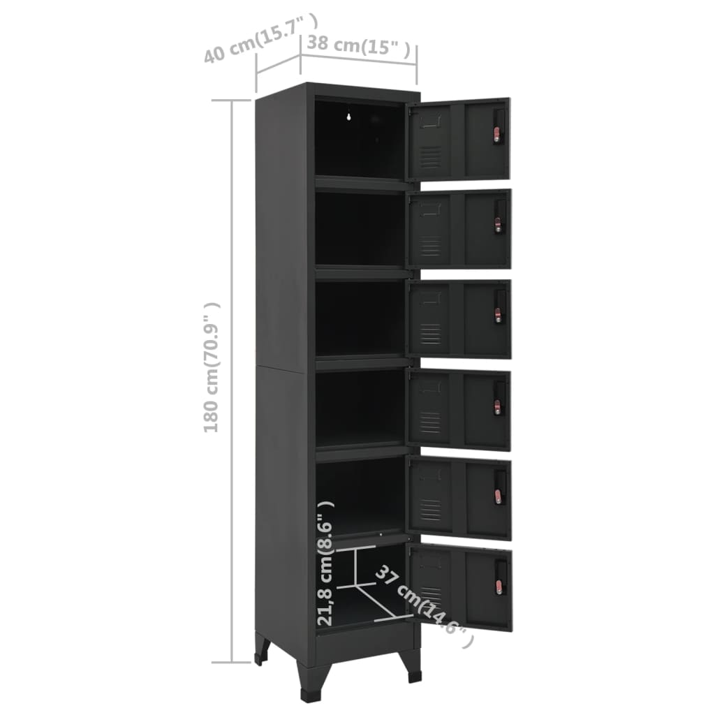 vidaXL Locker Cabinet Anthracite 38x40x180 cm Steel