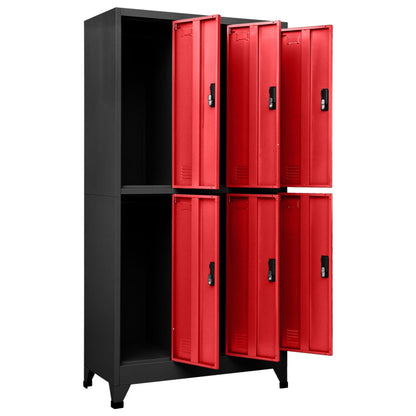 vidaXL Locker Cabinet Anthracite and Red 90x45x180 cm Steel
