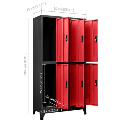 vidaXL Locker Cabinet Anthracite and Red 90x45x180 cm Steel