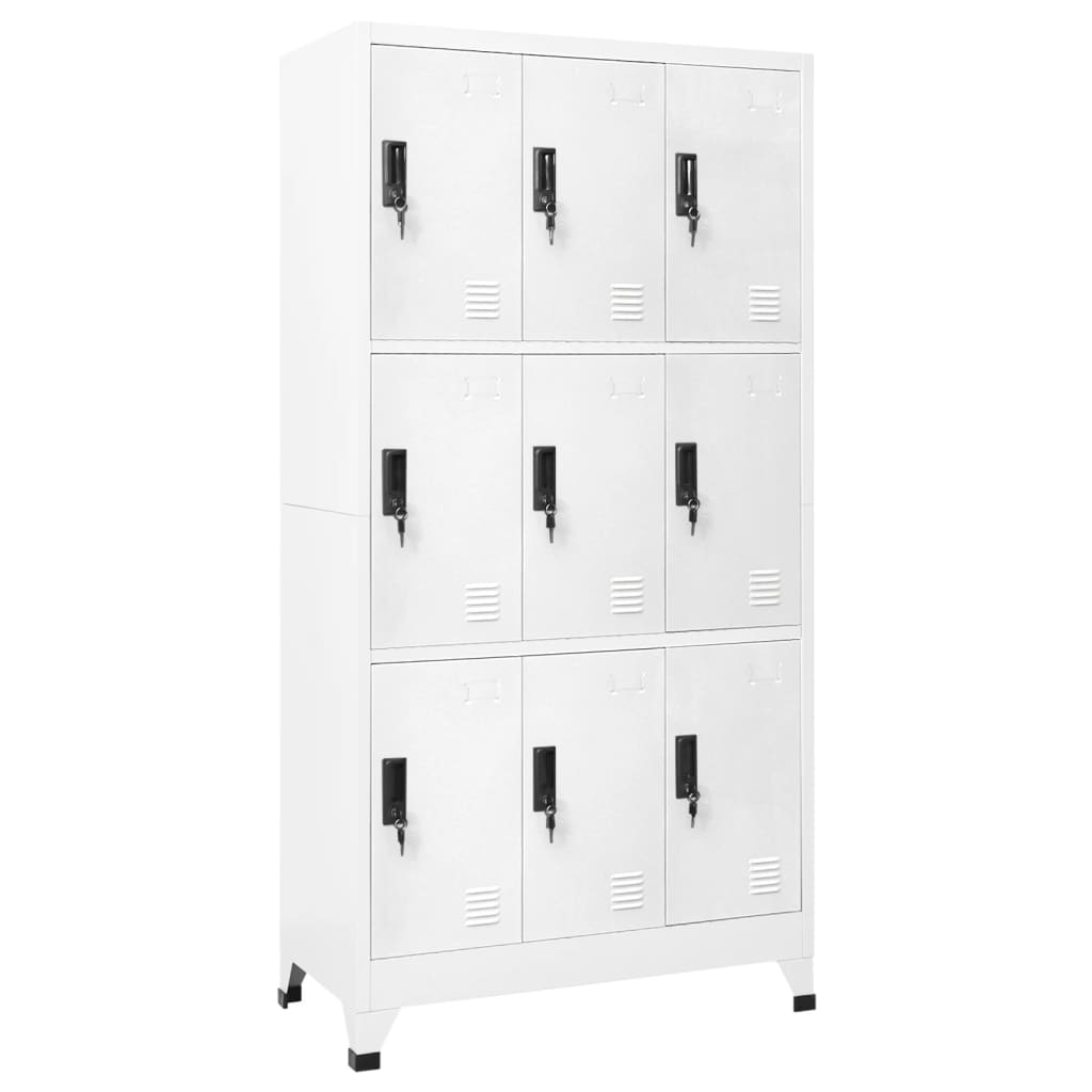 vidaXL Locker Cabinet White 90x45x180 cm Steel