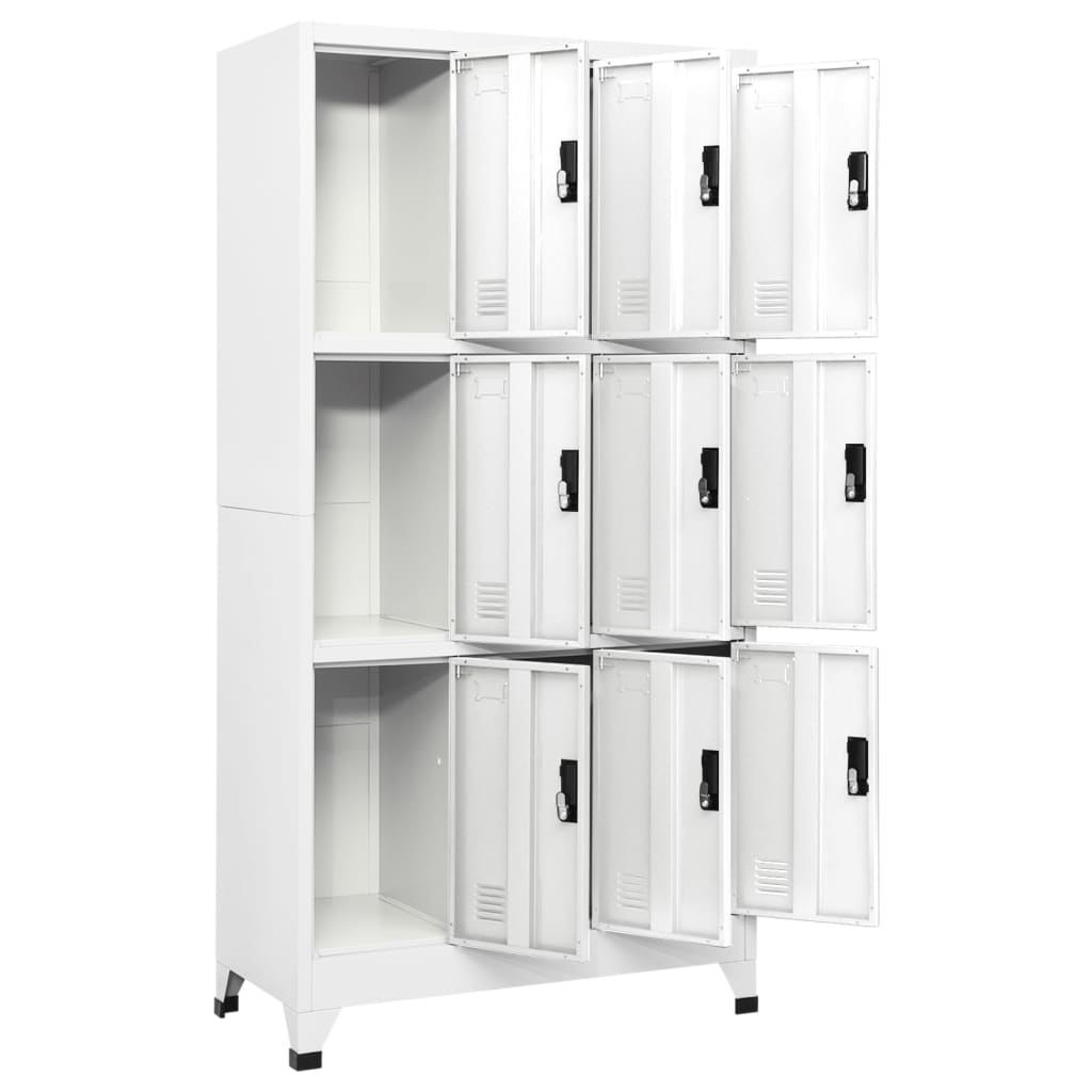 vidaXL Locker Cabinet White 90x45x180 cm Steel