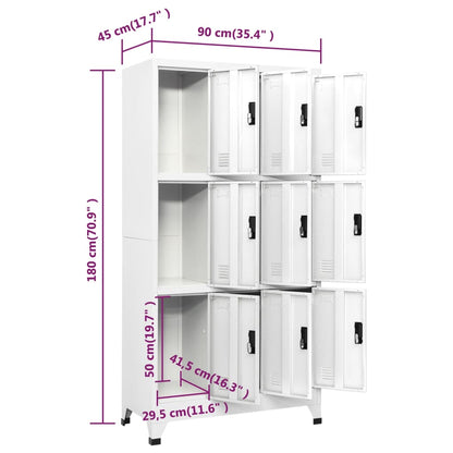 vidaXL Locker Cabinet White 90x45x180 cm Steel