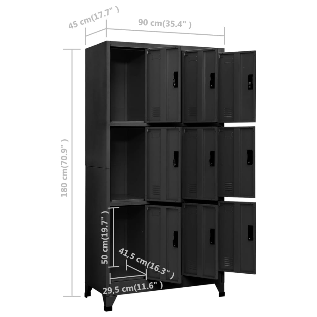 vidaXL Locker Cabinet Anthracite 90x45x180 cm Steel