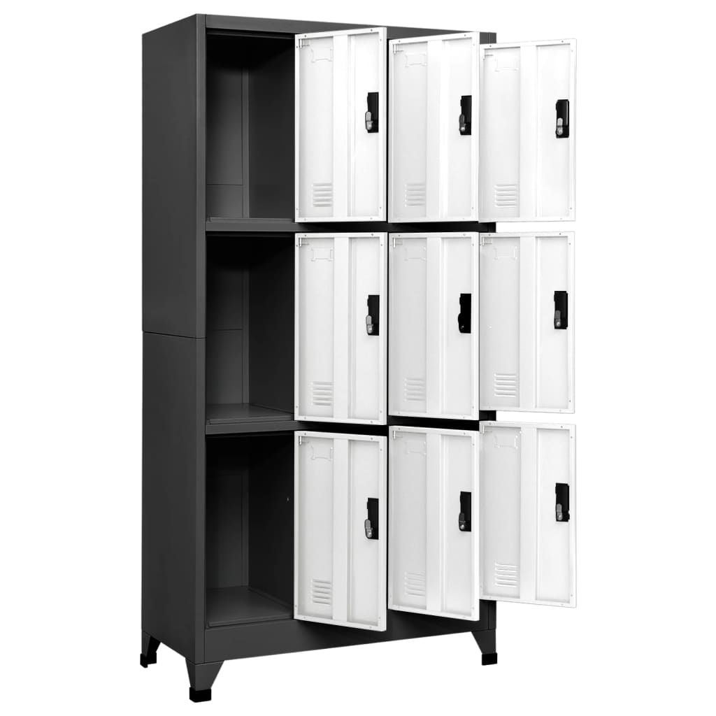 vidaXL Locker Cabinet Anthracite and White 90x45x180 cm Steel