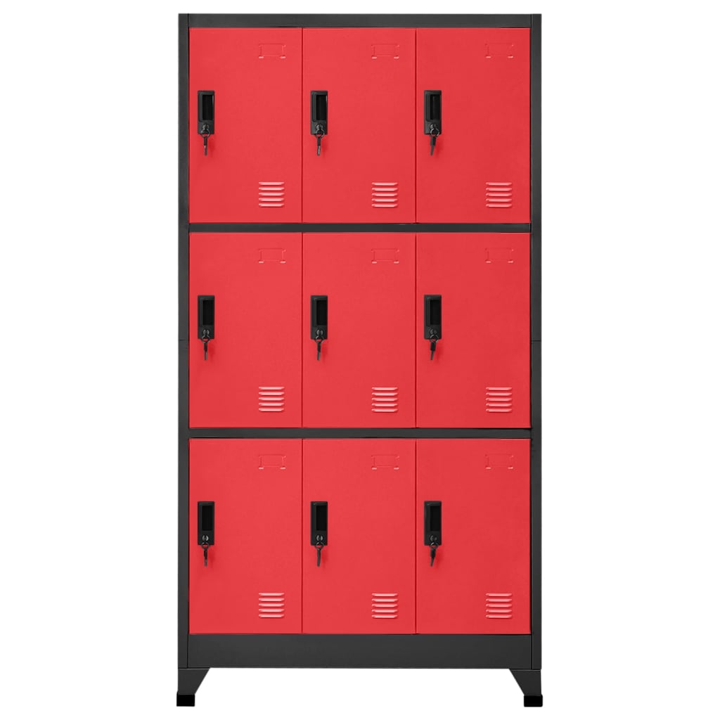 vidaXL Locker Cabinet Anthracite and Red 90x45x180 cm Steel