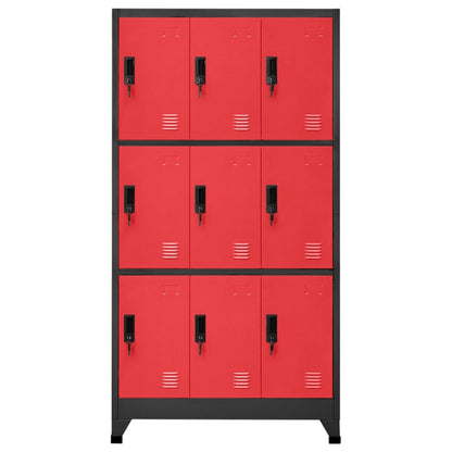 vidaXL Locker Cabinet Anthracite and Red 90x45x180 cm Steel
