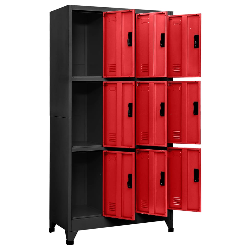 vidaXL Locker Cabinet Anthracite and Red 90x45x180 cm Steel