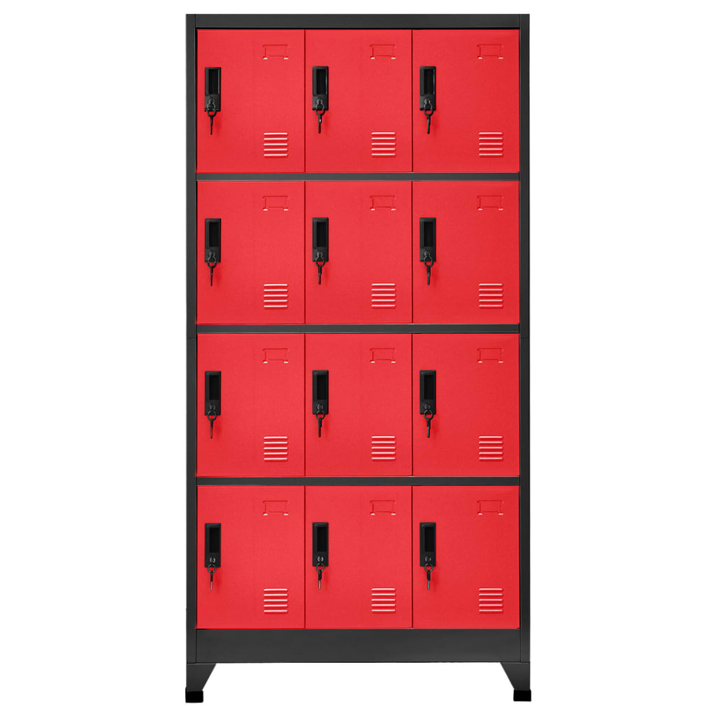 vidaXL Locker Cabinet Anthracite and Red 90x45x180 cm Steel