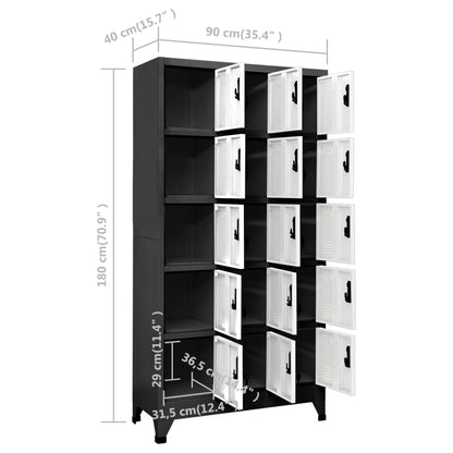 vidaXL Locker Cabinet Anthracite and White 90x40x180 cm Steel