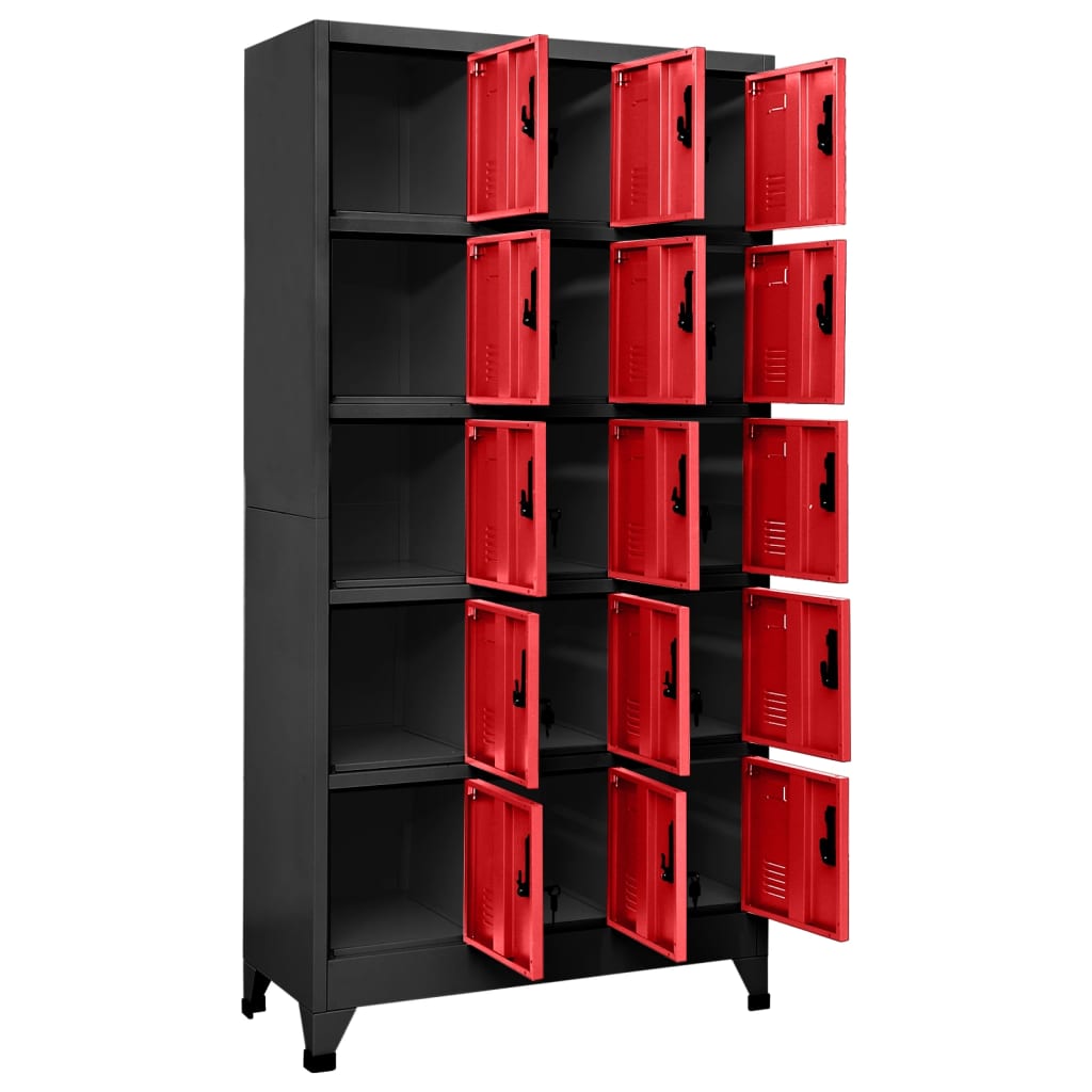 vidaXL Locker Cabinet Anthracite and Red 90x40x180 cm Steel