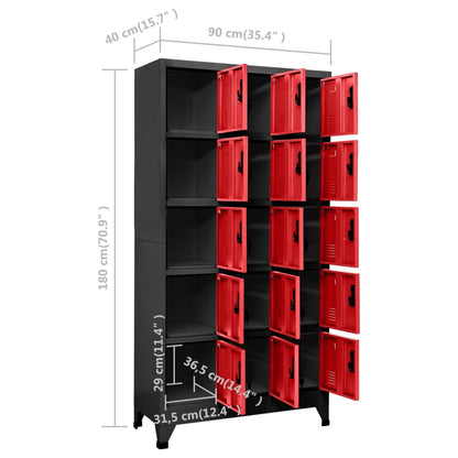 vidaXL Locker Cabinet Anthracite and Red 90x40x180 cm Steel