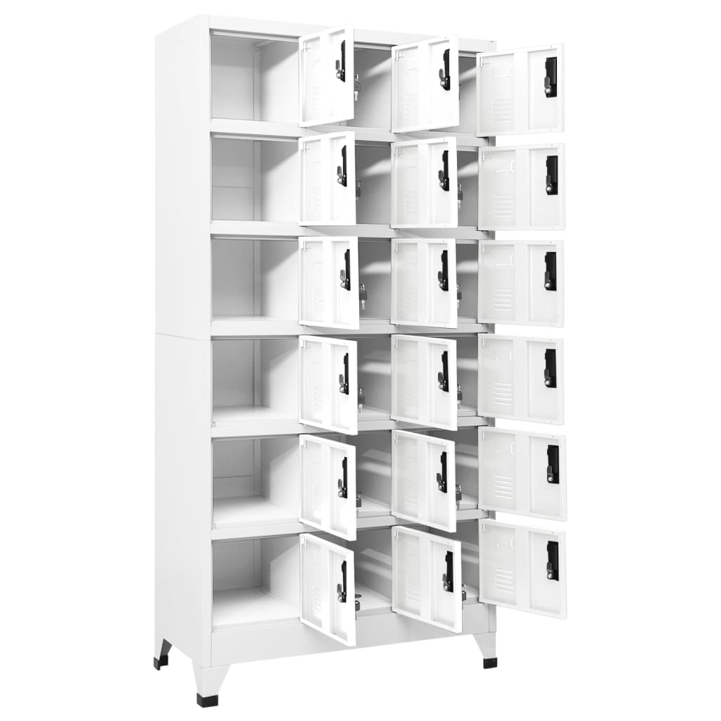 vidaXL Locker Cabinet White 90x40x180 cm Steel