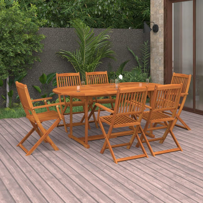vidaXL Dining Set | Natural Acacia | Solid Acacia Wood | 7 pieces |  Foldable
