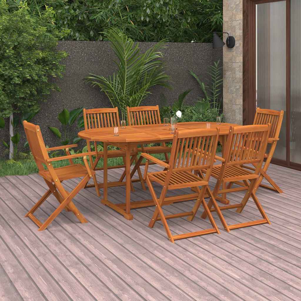 vidaXL 7 Piece Garden Dining Set 180x90x75 cm Solid Wood Acacia