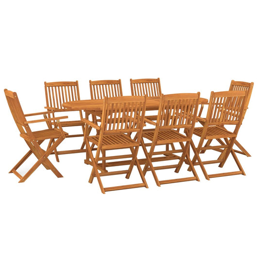 vidaXL Dining Set | Natural Wood | Solid Acacia wood | Large | Foldable