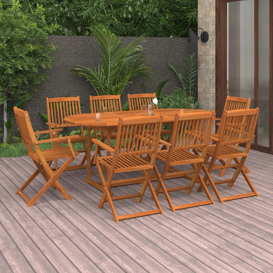 vidaXL Dining Set | Natural Wood | Solid Acacia wood | Large | Foldable