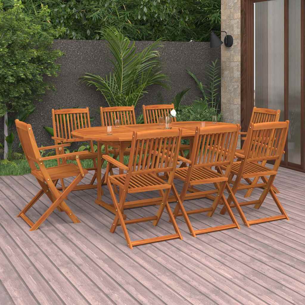 vidaXL 9 Piece Garden Dining Set 180x90x75 cm Solid Wood Acacia