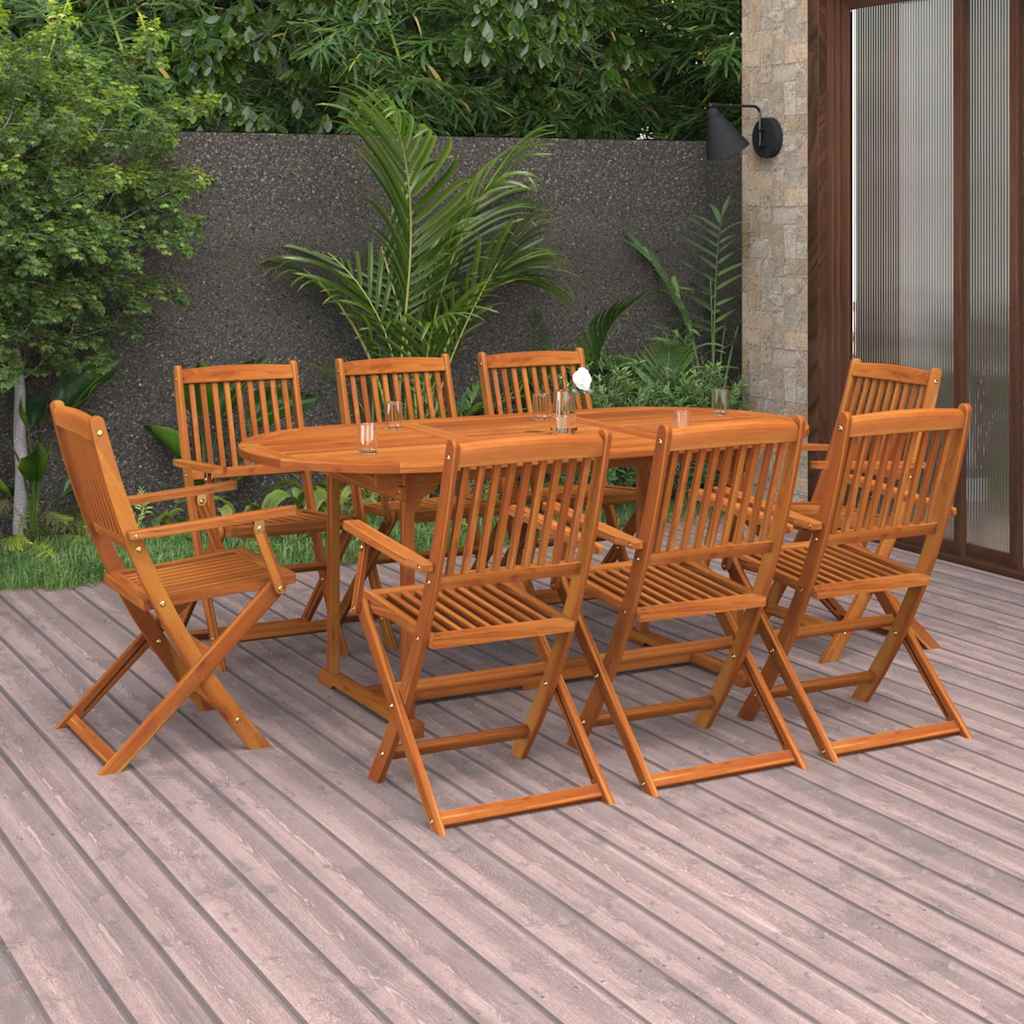 vidaXL Dining Set | Natural Wood | Solid Acacia wood | Large | Foldable