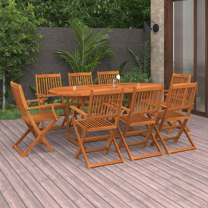 vidaXL Dining Set | Natural Wood | Solid Acacia wood | Large | Foldable