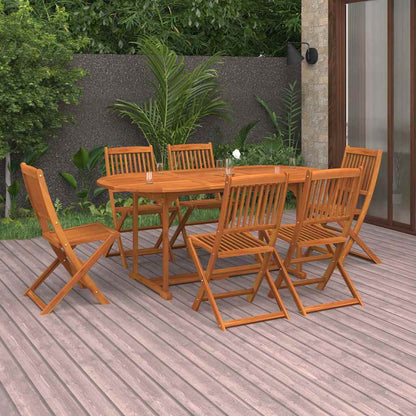 vidaXL Dining Set | Natural wood | Solid acacia wood | Large | Foldable