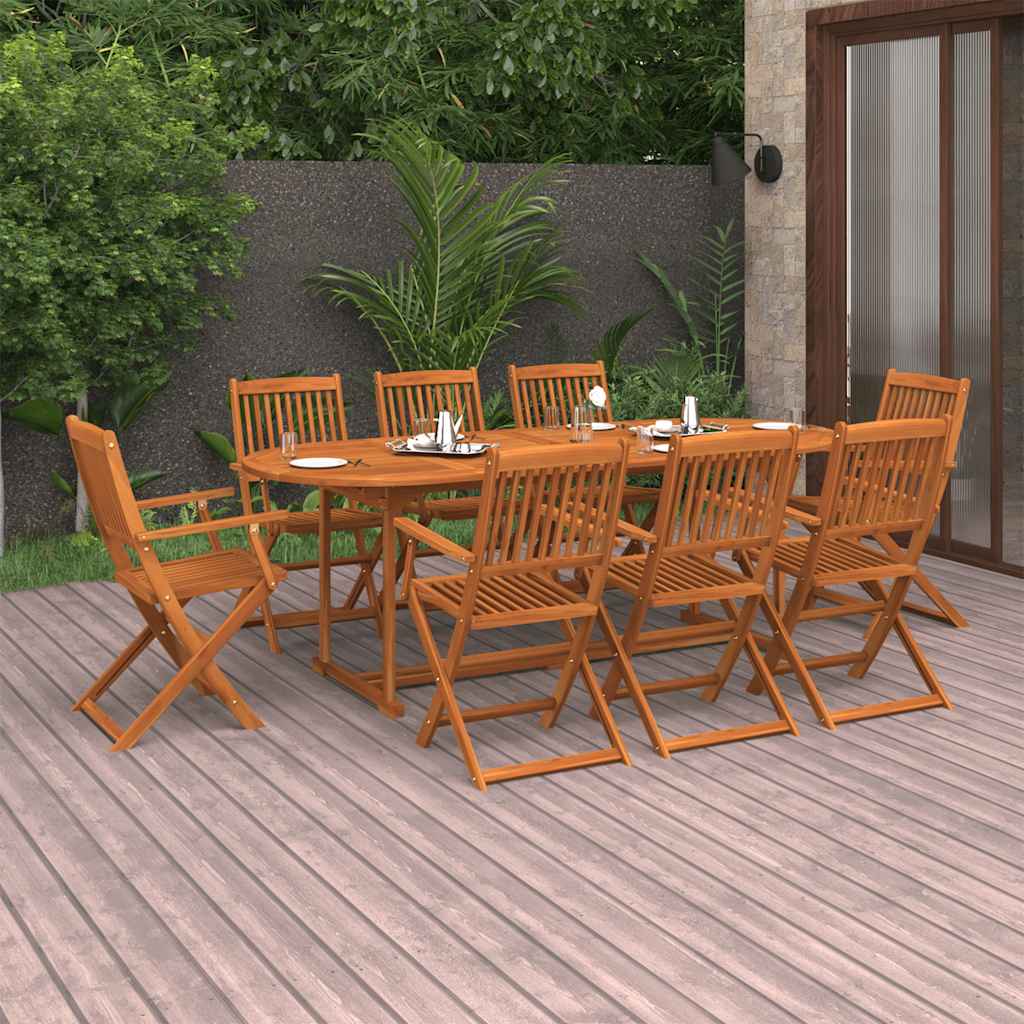 vidaXL Dining Set | Natural wood | Solid acacia wood | 220 cm table length
