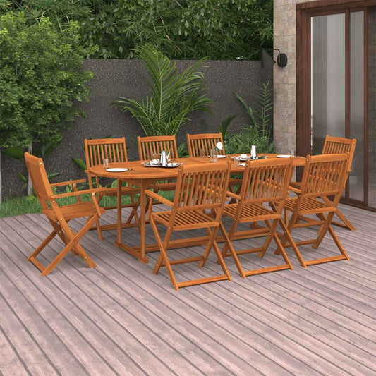 vidaXL Dining Set | Natural wood | Solid acacia wood | 220 cm table length