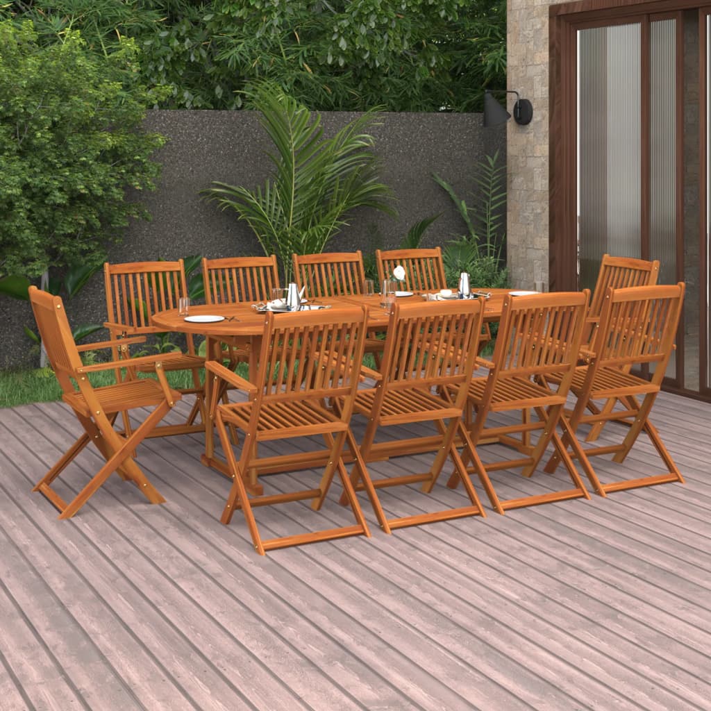 vidaXL Dining Set | Brown | Solid Acacia Wood | Large | Foldable | Dining Set