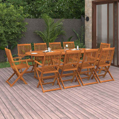 vidaXL 11 Piece Garden Dining Set 220x90x75 cm Solid Wood Acacia