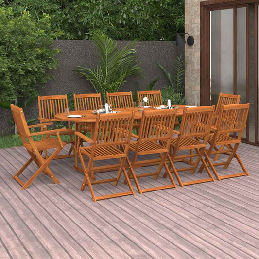 vidaXL 11 Piece Garden Dining Set 220x90x75 cm Solid Wood Acacia