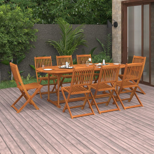 vidaXL Dining Set | Brown | Solid Acacia Wood | Large | Foldable | Dining Set