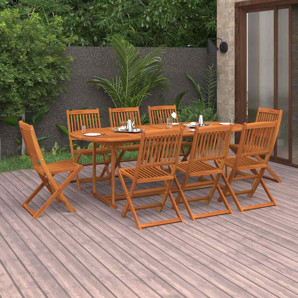 vidaXL 9 Piece Garden Dining Set 220x90x75 cm Solid Wood Acacia