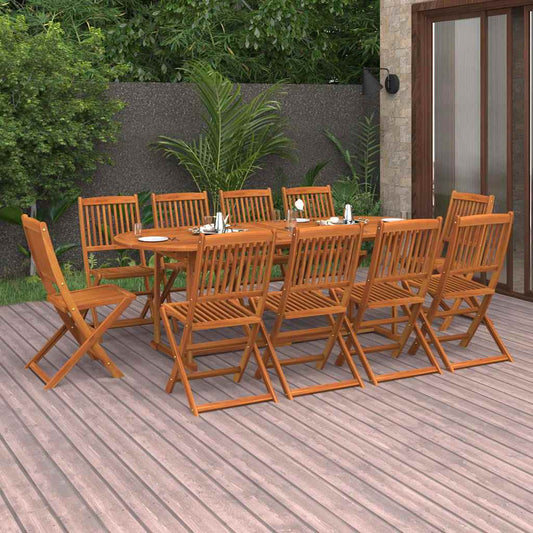 vidaXL 11 Piece Garden Dining Set 220x90x75 cm Solid Wood Acacia