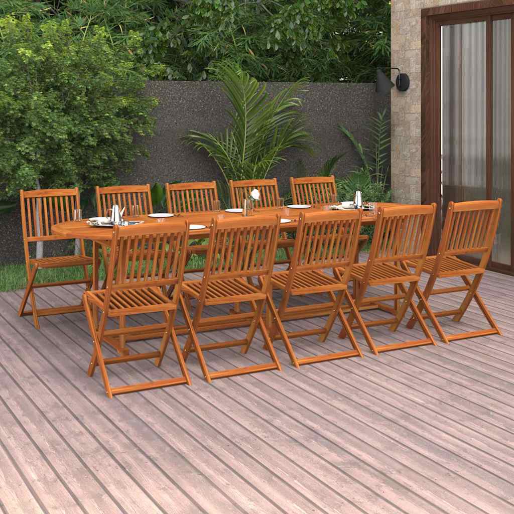 vidaXL Dining Set | Wood | Solid Acacia Wood | Large | Foldable