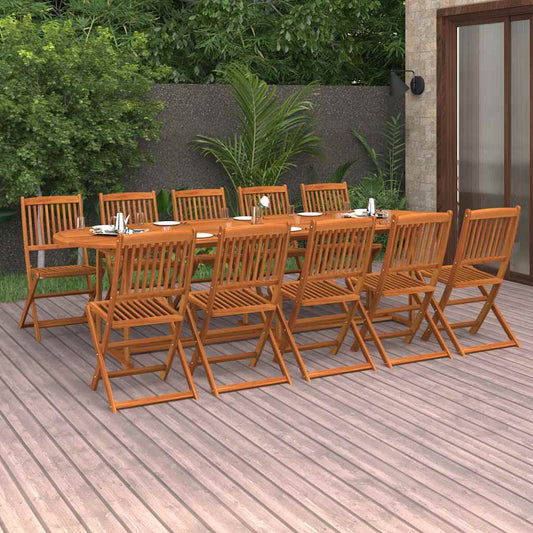 vidaXL 11 Piece Garden Dining Set 280x90x75 cm Solid Wood Acacia