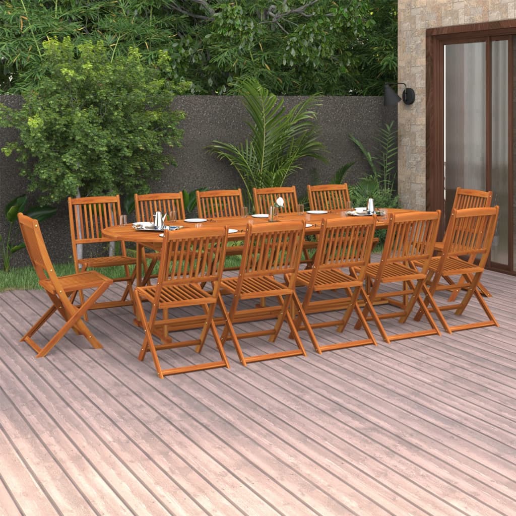 vidaXL Dining Set | Brown | Solid Acacia Wood | Large | Collapsible
