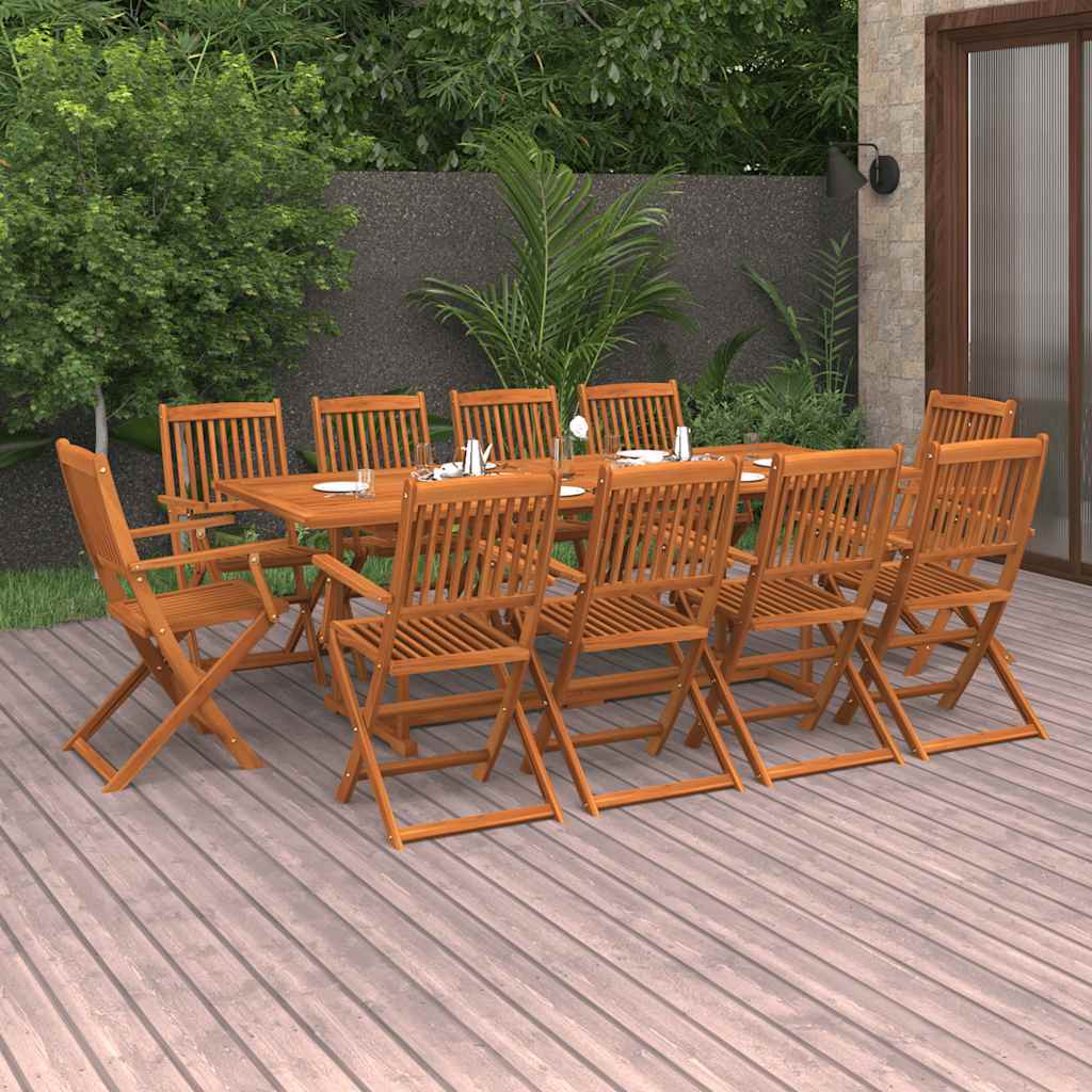 vidaXL 11 Piece Garden Dining Set 220x90x75 cm Solid Wood Acacia