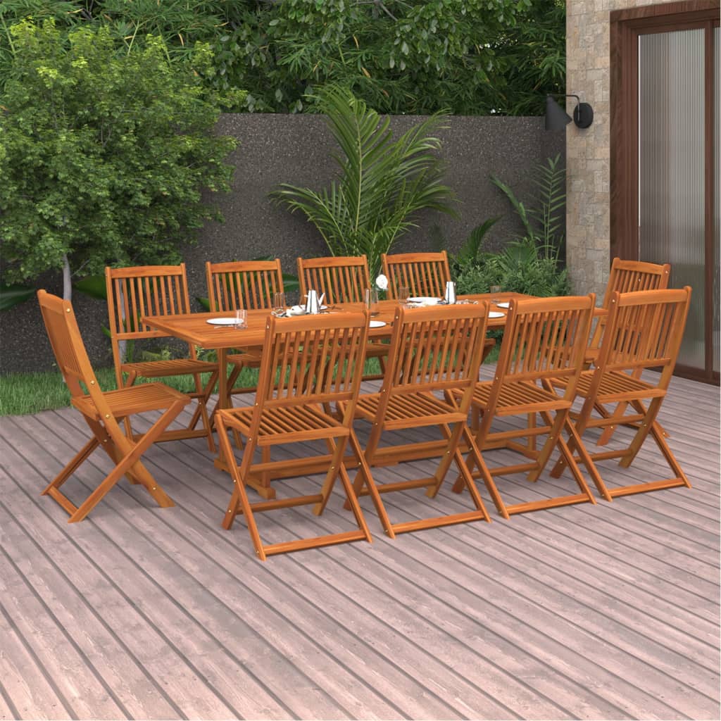 vidaXL Dining Set | Brown | Solid Acacia Wood | Large | Foldable | Dining Set