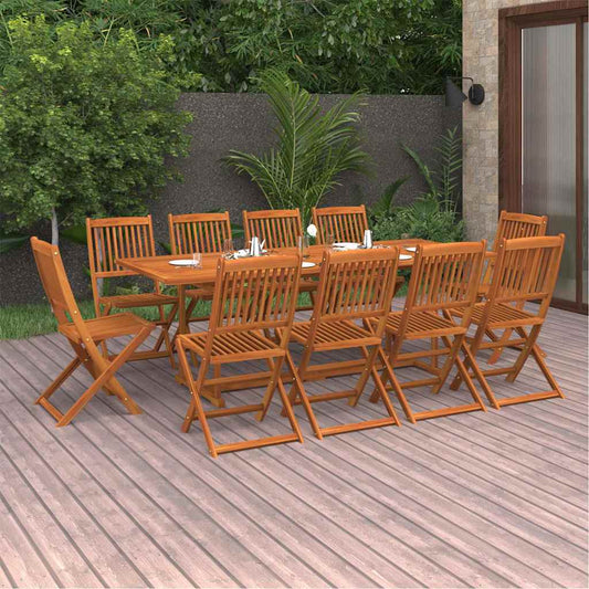 vidaXL 11 Piece Garden Dining Set 220x90x75 cm Solid Wood Acacia